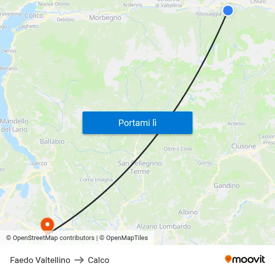 Faedo Valtellino to Calco map