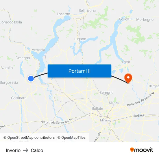 Invorio to Calco map