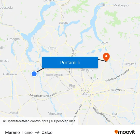 Marano Ticino to Calco map