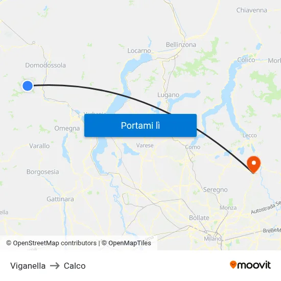 Viganella to Calco map