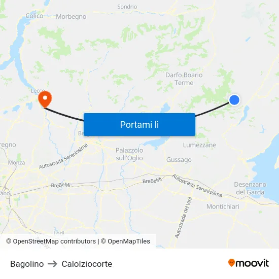 Bagolino to Calolziocorte map