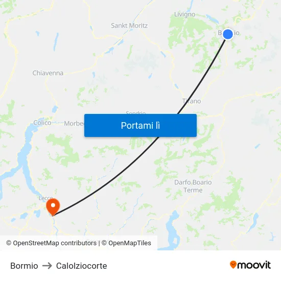 Bormio to Calolziocorte map
