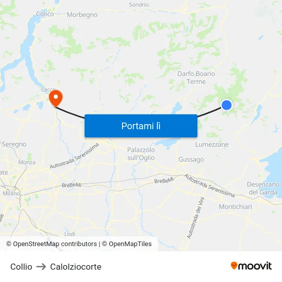 Collio to Calolziocorte map