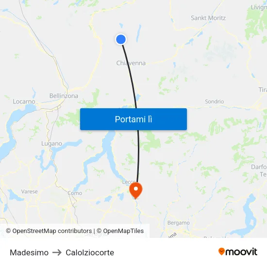 Madesimo to Calolziocorte map