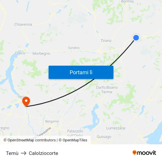 Temù to Calolziocorte map