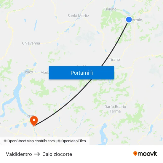 Valdidentro to Calolziocorte map