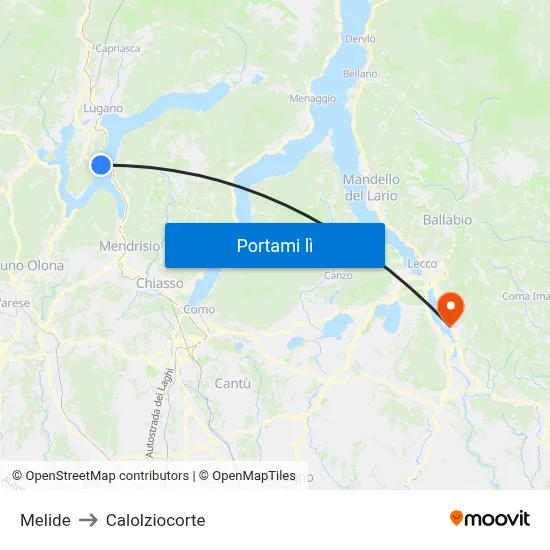 Melide to Calolziocorte map