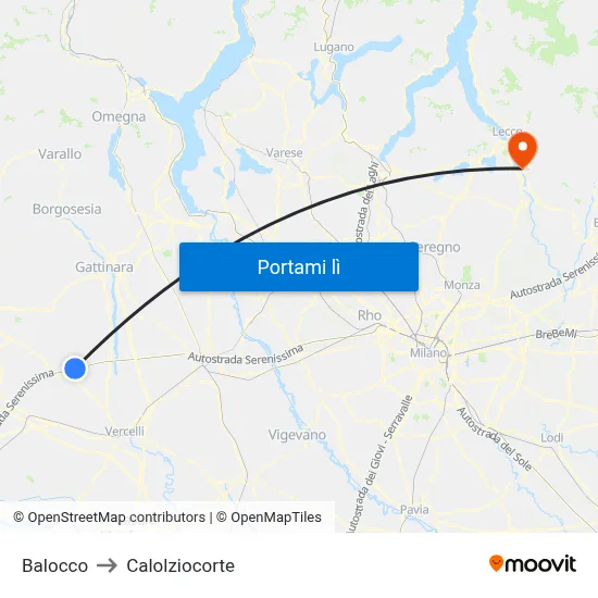 Balocco to Calolziocorte map