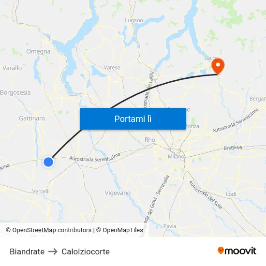Biandrate to Calolziocorte map