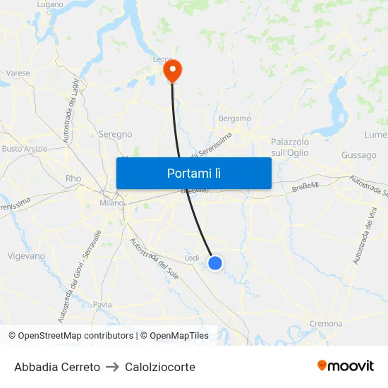 Abbadia Cerreto to Calolziocorte map