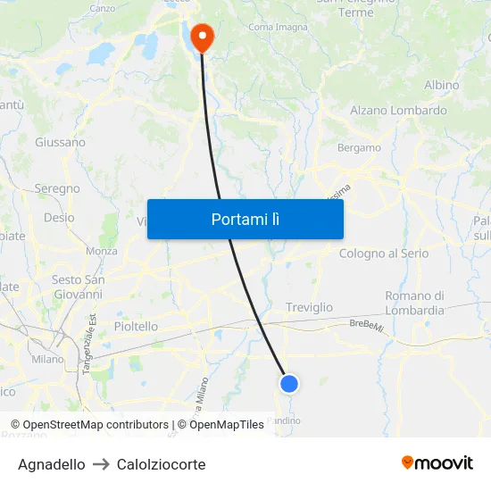 Agnadello to Calolziocorte map