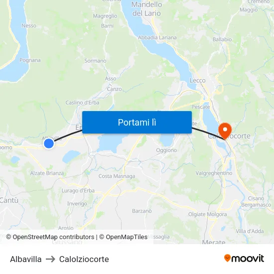 Albavilla to Calolziocorte map