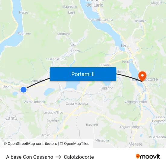 Albese Con Cassano to Calolziocorte map