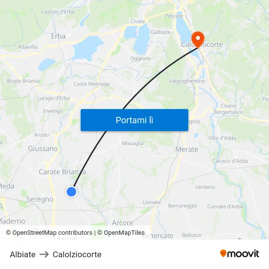 Albiate to Calolziocorte map