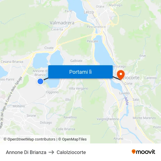 Annone Di Brianza to Calolziocorte map