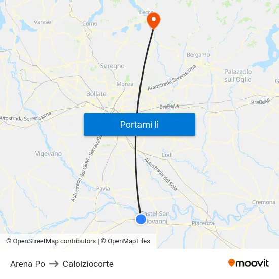 Arena Po to Calolziocorte map