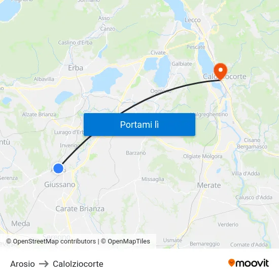 Arosio to Calolziocorte map