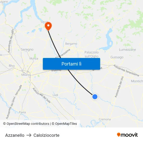 Azzanello to Calolziocorte map