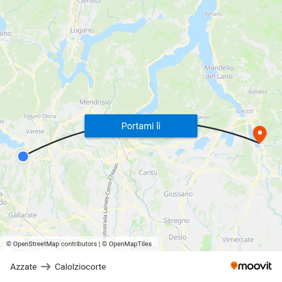 Azzate to Calolziocorte map