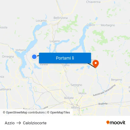 Azzio to Calolziocorte map
