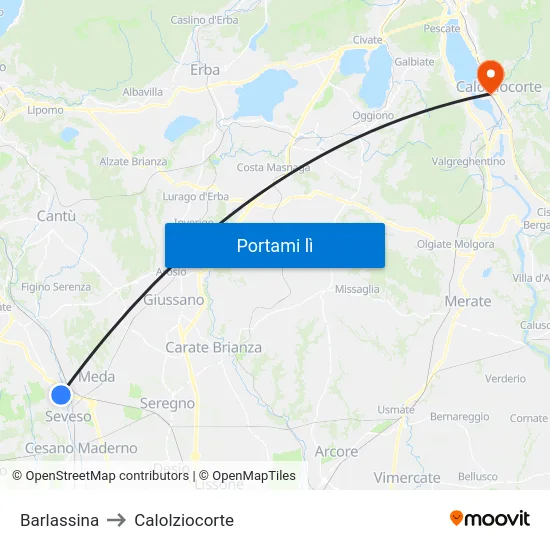 Barlassina to Calolziocorte map