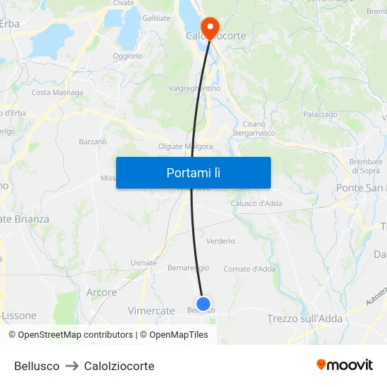 Bellusco to Calolziocorte map