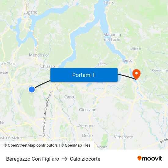 Beregazzo Con Figliaro to Calolziocorte map