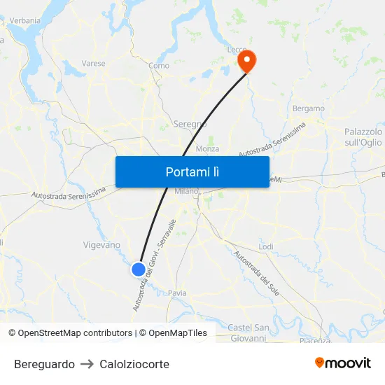 Bereguardo to Calolziocorte map