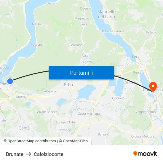 Brunate to Calolziocorte map