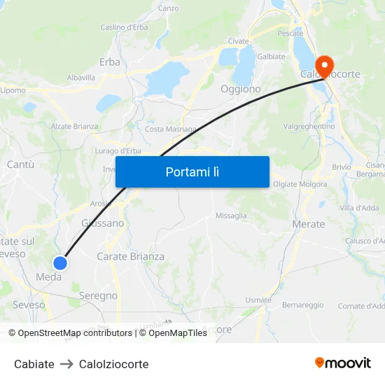 Cabiate to Calolziocorte map