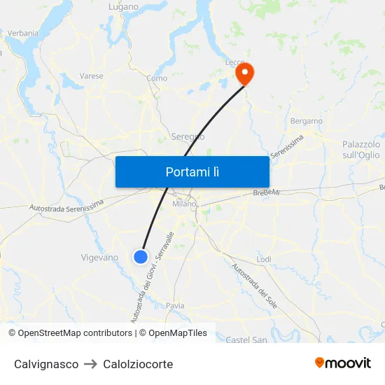 Calvignasco to Calolziocorte map