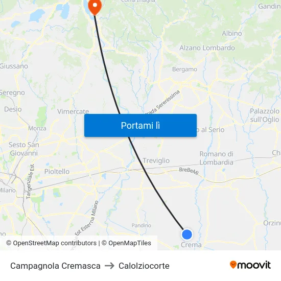 Campagnola Cremasca to Calolziocorte map