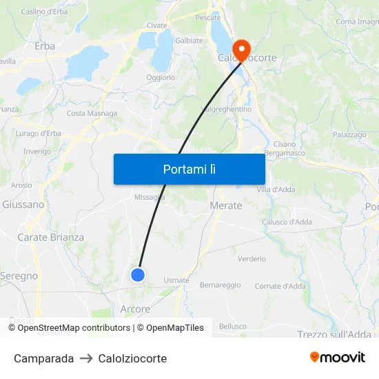 Camparada to Calolziocorte map