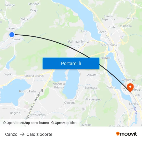 Canzo to Calolziocorte map