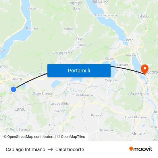 Capiago Intimiano to Calolziocorte map