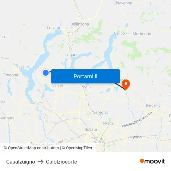 Casalzuigno to Calolziocorte map