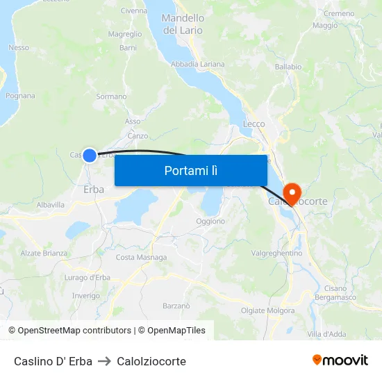 Caslino D' Erba to Calolziocorte map