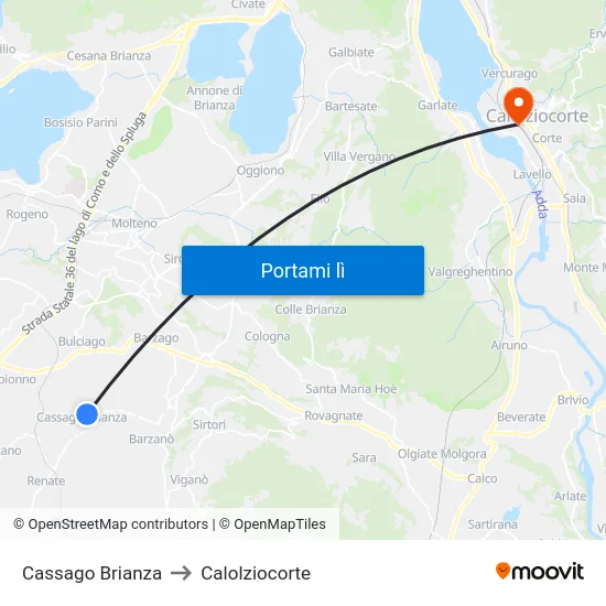 Cassago Brianza to Calolziocorte map
