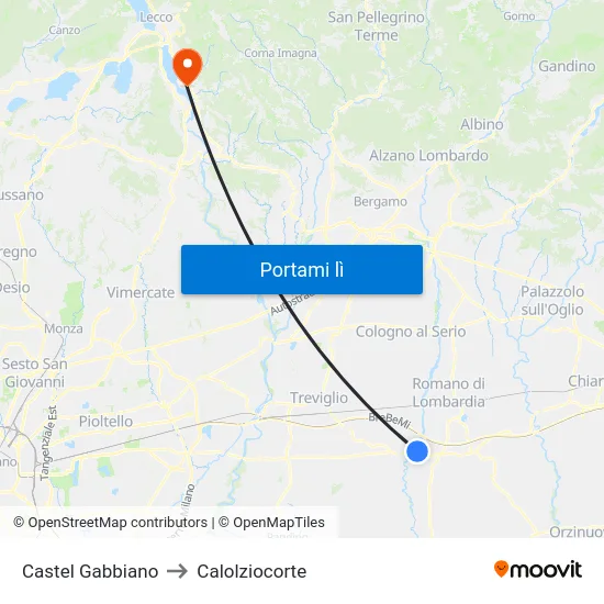 Castel Gabbiano to Calolziocorte map