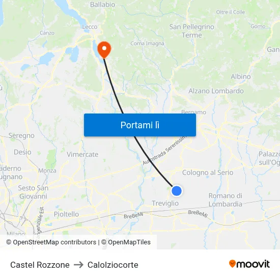 Castel Rozzone to Calolziocorte map