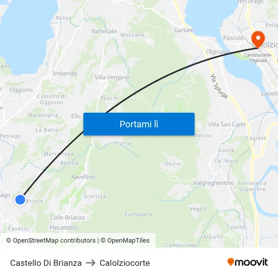 Castello Di Brianza to Calolziocorte map