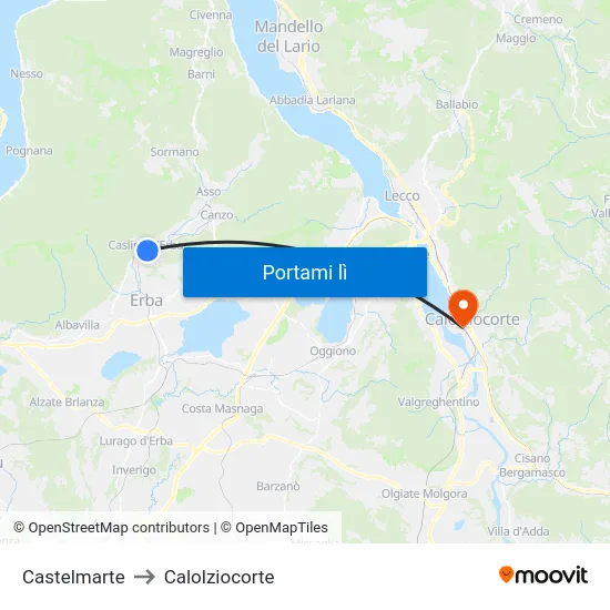 Castelmarte to Calolziocorte map