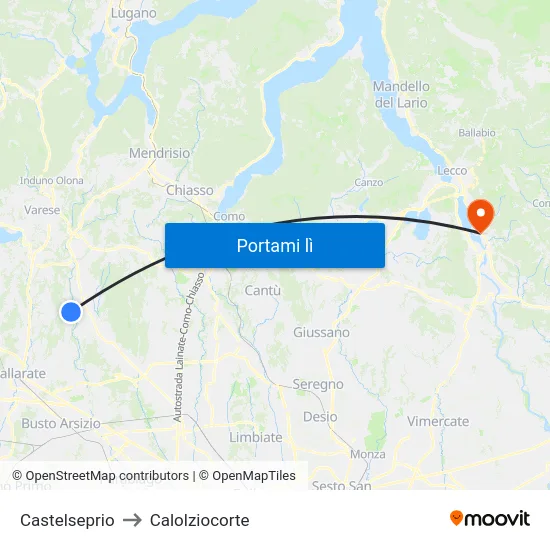 Castelseprio to Calolziocorte map