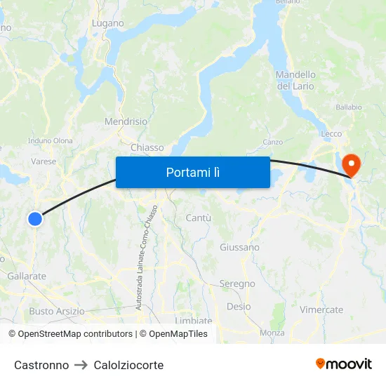Castronno to Calolziocorte map