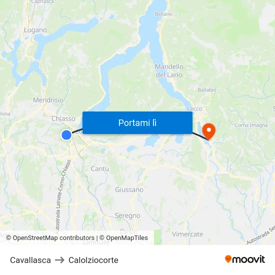 Cavallasca to Calolziocorte map