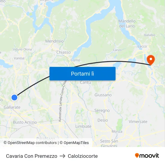 Cavaria Con Premezzo to Calolziocorte map