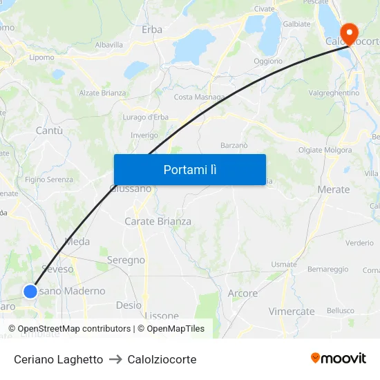 Ceriano Laghetto to Calolziocorte map