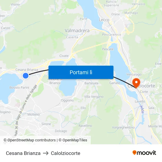Cesana Brianza to Calolziocorte map