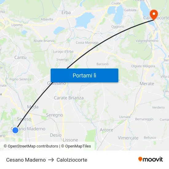 Cesano Maderno to Calolziocorte map