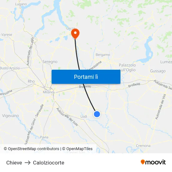 Chieve to Calolziocorte map